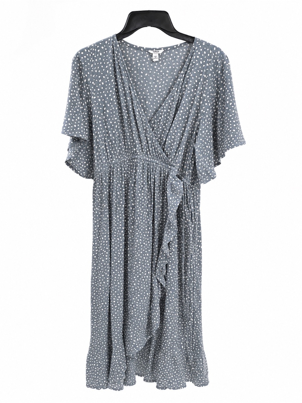 Sonoma Maternity Blue Gray Polka Dot Midi Wrap Dress
